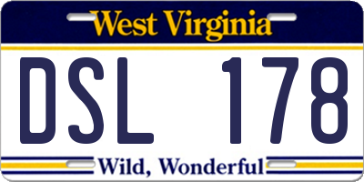 WV license plate DSL178