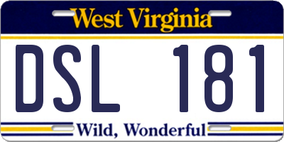 WV license plate DSL181