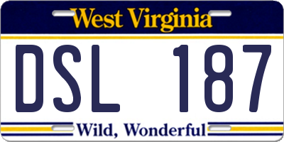 WV license plate DSL187