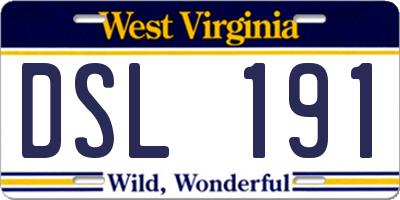 WV license plate DSL191