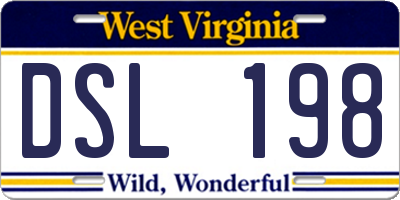 WV license plate DSL198