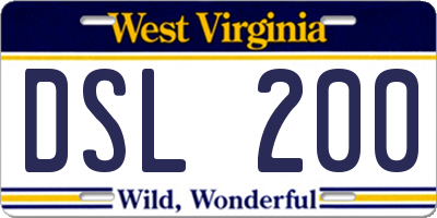 WV license plate DSL200
