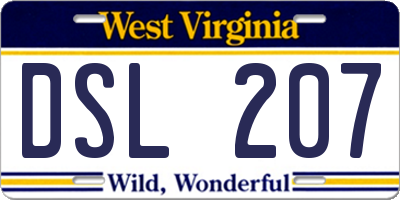WV license plate DSL207