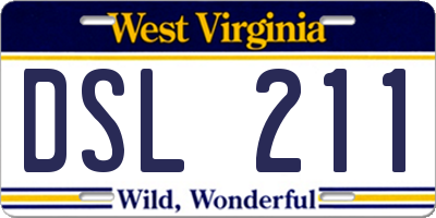 WV license plate DSL211