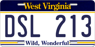 WV license plate DSL213