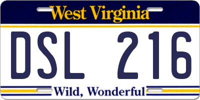 WV license plate DSL216