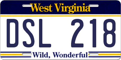 WV license plate DSL218