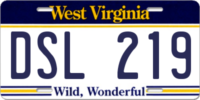 WV license plate DSL219