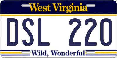 WV license plate DSL220