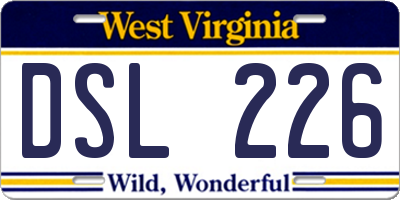 WV license plate DSL226