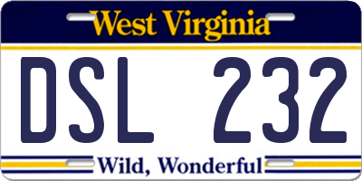 WV license plate DSL232