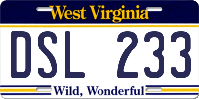 WV license plate DSL233