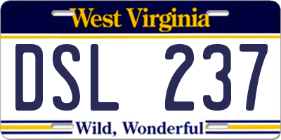 WV license plate DSL237