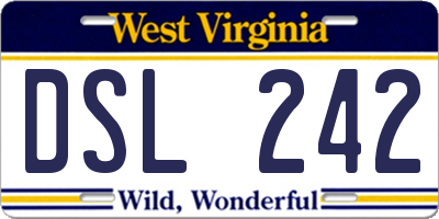 WV license plate DSL242
