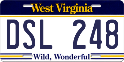 WV license plate DSL248