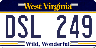 WV license plate DSL249