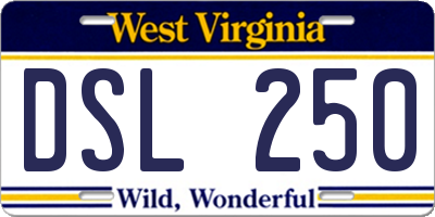 WV license plate DSL250