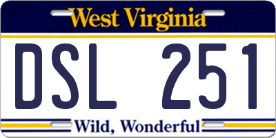 WV license plate DSL251