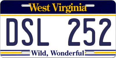 WV license plate DSL252