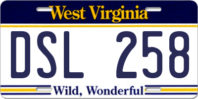 WV license plate DSL258