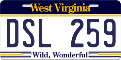 WV license plate DSL259