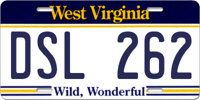 WV license plate DSL262