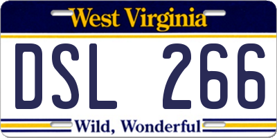 WV license plate DSL266