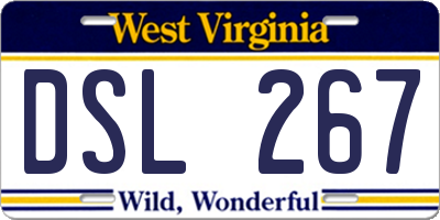 WV license plate DSL267