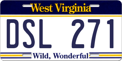 WV license plate DSL271