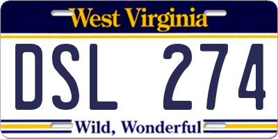 WV license plate DSL274