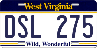WV license plate DSL275
