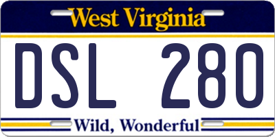 WV license plate DSL280