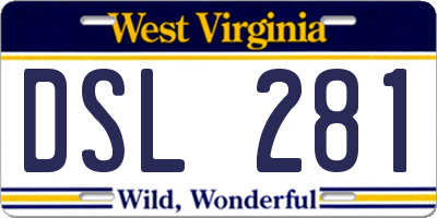 WV license plate DSL281