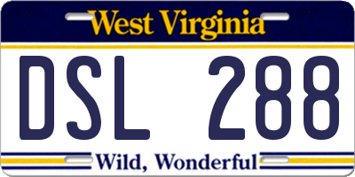 WV license plate DSL288
