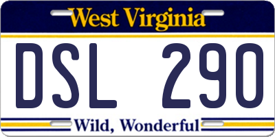WV license plate DSL290