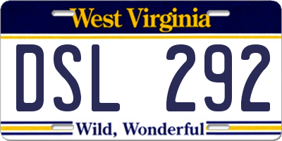 WV license plate DSL292