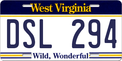 WV license plate DSL294