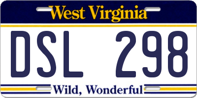 WV license plate DSL298