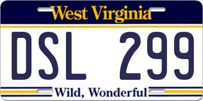 WV license plate DSL299