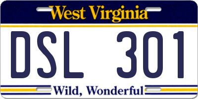 WV license plate DSL301