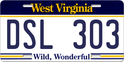 WV license plate DSL303