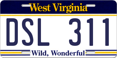 WV license plate DSL311