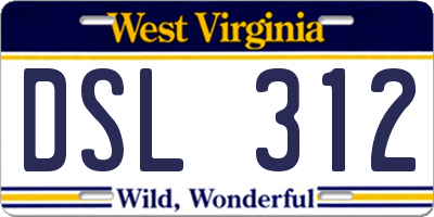 WV license plate DSL312