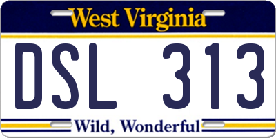 WV license plate DSL313