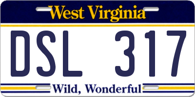 WV license plate DSL317
