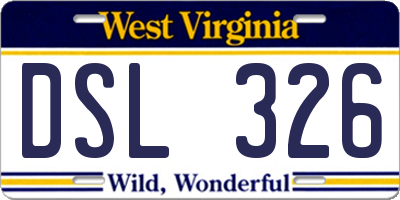 WV license plate DSL326