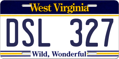WV license plate DSL327