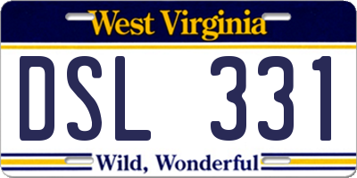 WV license plate DSL331