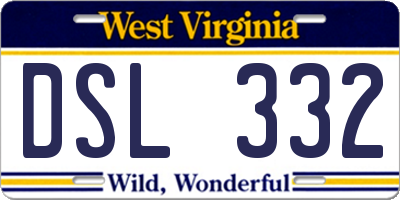 WV license plate DSL332