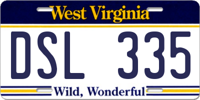 WV license plate DSL335